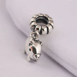 S925 Silver Zodiac Pig Dangle Pendant Bead Charm for Bracelet DIY