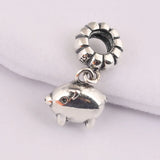 S925 Silver Zodiac Pig Dangle Pendant Bead Charm for Bracelet DIY