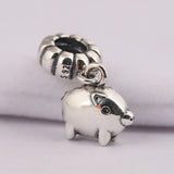 S925 Silver Zodiac Pig Dangle Pendant Bead Charm for Bracelet DIY