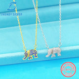 S925 Silver Baby Elephant Necklace Micro Inlaid Sweet Elephant Pendant