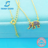 S925 Silver Baby Elephant Necklace Micro Inlaid Sweet Elephant Pendant