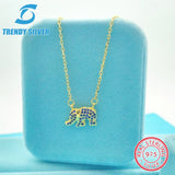 S925 Silver Baby Elephant Necklace Micro Inlaid Sweet Elephant Pendant