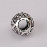 S925 Silver Bead Charm Leaves Flower Pink CZ Lady Bracelet Bangle DIY