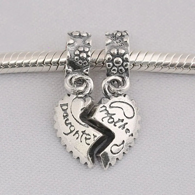 S925 Silver Heart Bead Charm Set for Women Bracelet DIY Jewelry