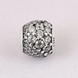 S925 Silver Bead Charm for Bangle Bracelet Clear CZ Women DIY Jewelry