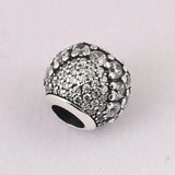 S925 Silver Bead Charm for Bangle Bracelet Clear CZ Women DIY Jewelry