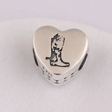 S925 Silver Bead Charm for Women Bangle Bracelet Boots Love Heart Shape DIY