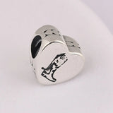 S925 Silver Bead Charm for Women Bangle Bracelet Boots Love Heart Shape DIY
