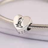 S925 Silver Bead Charm for Women Bangle Bracelet Boots Love Heart Shape DIY