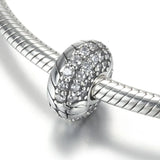 S925 Silver Snake Clip Stoppers Crystal Charm for Bracelet Bangle CZ