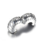 S925 Silver Snake Clip Stoppers Crystal Charm for Bracelet Bangle CZ