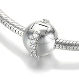 S925 Silver Bead DIY Jewelry Sparkling Line Clip Stopper Charm
