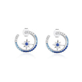S925 Silver Star Earrings CZ Asymmetry Earrings Women Jewelry Birthday Gift