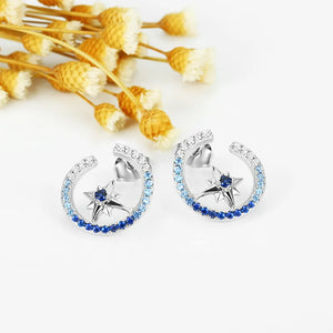 S925 Silver Star Earrings CZ Asymmetry Earrings Women Jewelry Birthday Gift
