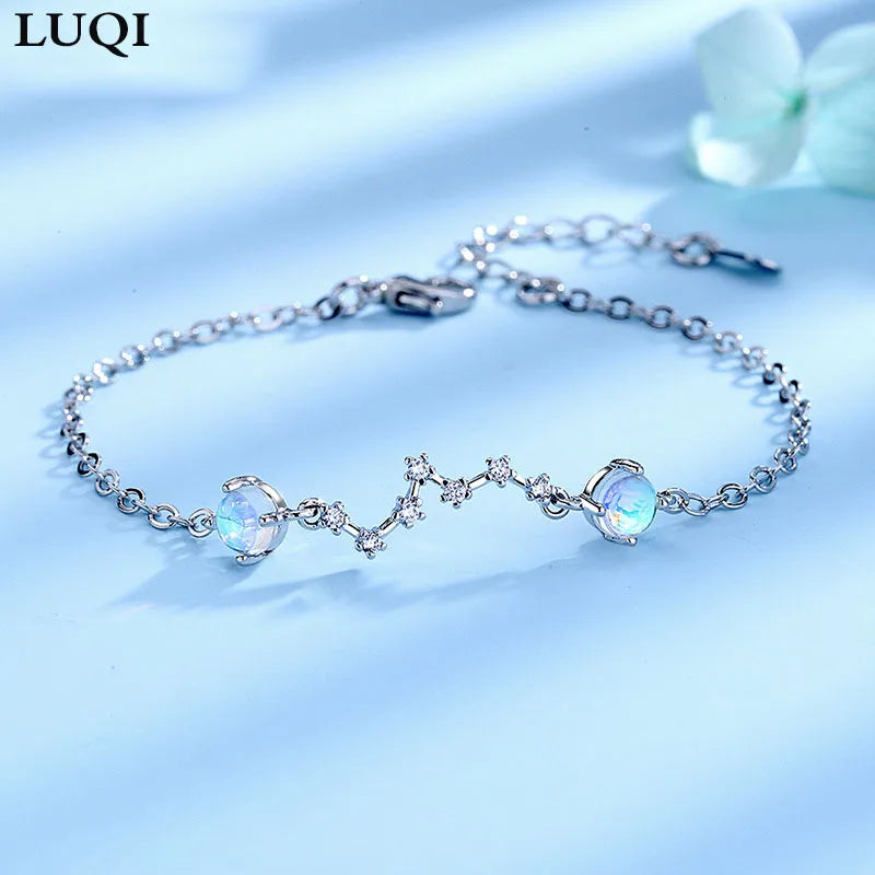 S925 Silver Big Dipper Zircon Moonstone Bracelet HB21
