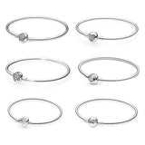 S925 Silver Heart Round Head Bracelet Openable Hand Jewelry