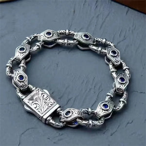 S925 Silver Bracelet Rattan Grass Hand Chain Retro Hip-Hop Domineering Bangle