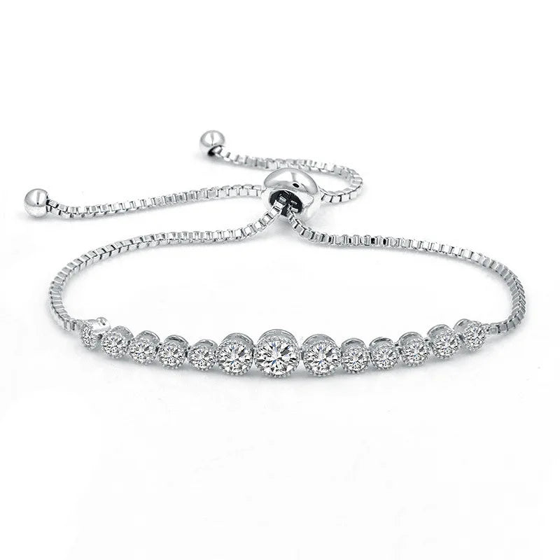 S925 Silver Bracelet Colorful Zircon Drawstring Bracelet Women Jewelry