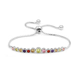 S925 Silver Bracelet Colorful Zircon Drawstring Bracelet Women Jewelry