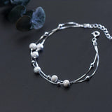 S925 Silver Bracelet Double Layer Beads Charms