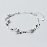 S925 Silver Bracelet Double Layer Beads Charms