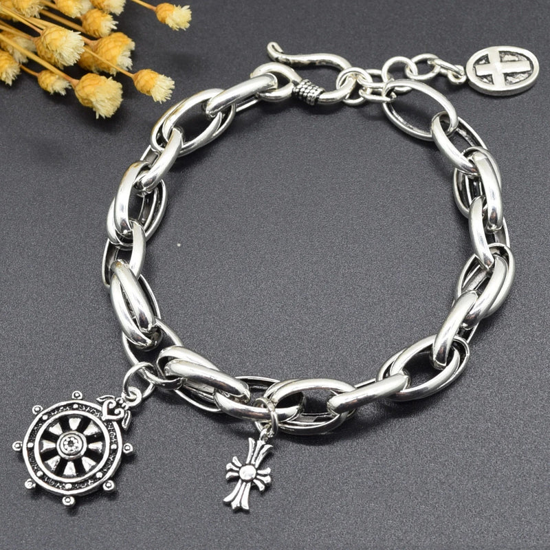 S925 Silver Cross Roulette Bracelet for Women