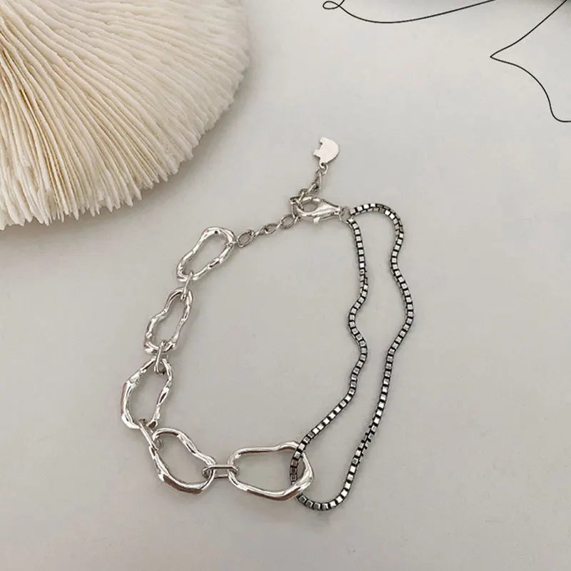 S925 Silver Bracelet Irregular Geometry Creative Minimalist Friendship Gift