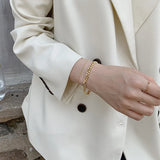 S925 Silver Bracelet for Women Korea Geometry Layer Chain