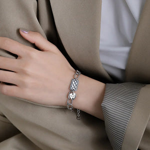 S925 Silver Square Retro Bracelet for Women