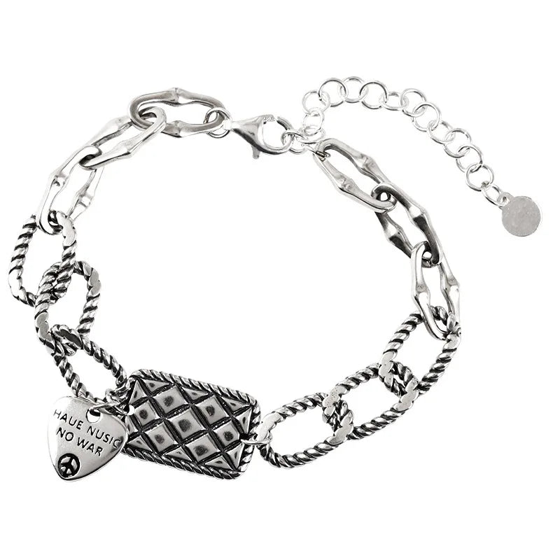 S925 Silver Square Retro Bracelet for Women