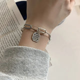 S925 Silver Women's English Letter Bracelet Minimalist Style Jewelry