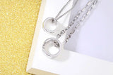 S925 Silver Choker Circles Heart Pendant Necklace for Girl Lady