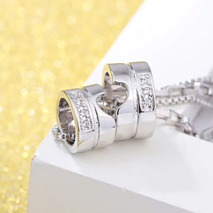 S925 Silver Choker Circles Heart Pendant Necklace for Girl Lady