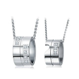 S925 Silver Choker Circles Heart Pendant Necklace for Girl Lady