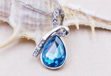S925 Silver Choker Droplet Angel Teardrop Pendant Necklace for Women