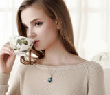 S925 Silver Choker Droplet Angel Teardrop Pendant Necklace for Women