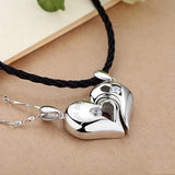 S925 Silver Heart Couple Pendant Choker Necklace for Women