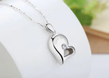 S925 Silver Heart Couple Pendant Choker Necklace for Women