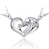 S925 Silver Heart Couple Pendant Choker Necklace for Women