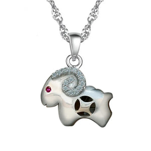 S925 Silver Choker Lovely Sheep Pendant Necklace for Girl Lady