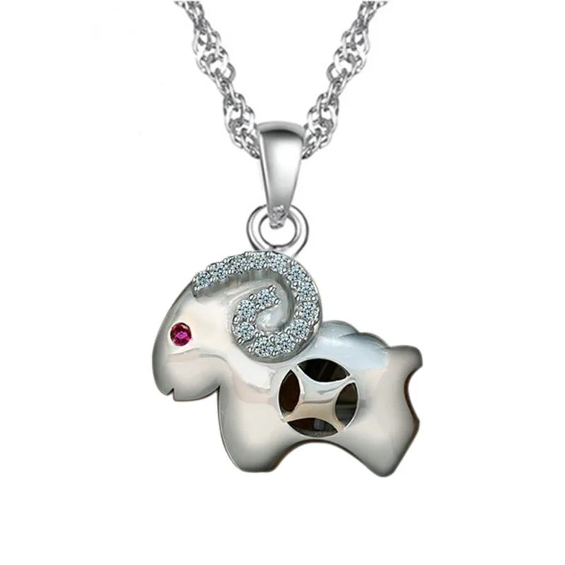 S925 Silver Choker Lovely Sheep Pendant Necklace for Girl Lady