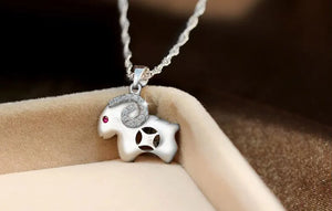 S925 Silver Choker Lovely Sheep Pendant Necklace for Girl Lady