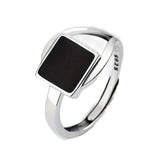 S925 Silver Square Epoxy Adjustable Ring Unisex Gift