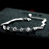 S925 Silver Clear Girl Couples Bracelet Bangle Wedding Birthday Gift