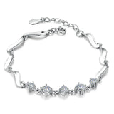 S925 Silver Clear Girl Couples Bracelet Bangle Wedding Birthday Gift