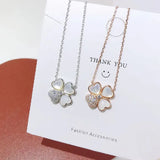 S925 Silver Clover Diamond Necklace with Mother Of Pearl Pendant