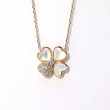 S925 Silver Clover Diamond Necklace with Mother Of Pearl Pendant