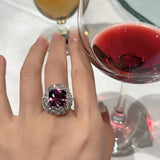 S925 Silver Amethyst Ring Princess Cut Zircon Wedding Ring