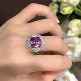 S925 Silver Amethyst Ring Princess Cut Zircon Wedding Ring