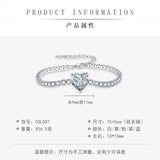 S925 Silver Heart Crystal Stone Women's Bracelet Deluxe Handjewelry